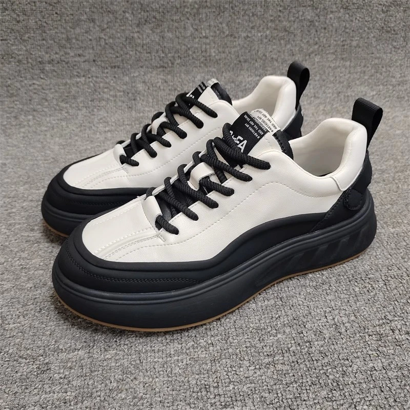 男鞋秋季新款潮面包鞋男真皮厚底增高轻便舒适百搭休闲鞋2025款鞋