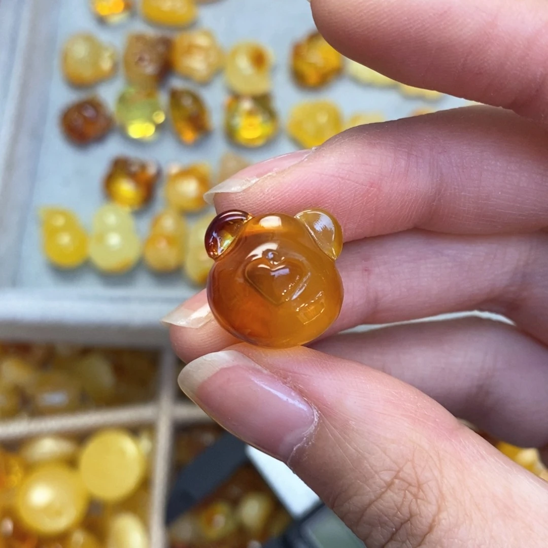 蜜蜡颈饰未镶嵌叮****小熊头