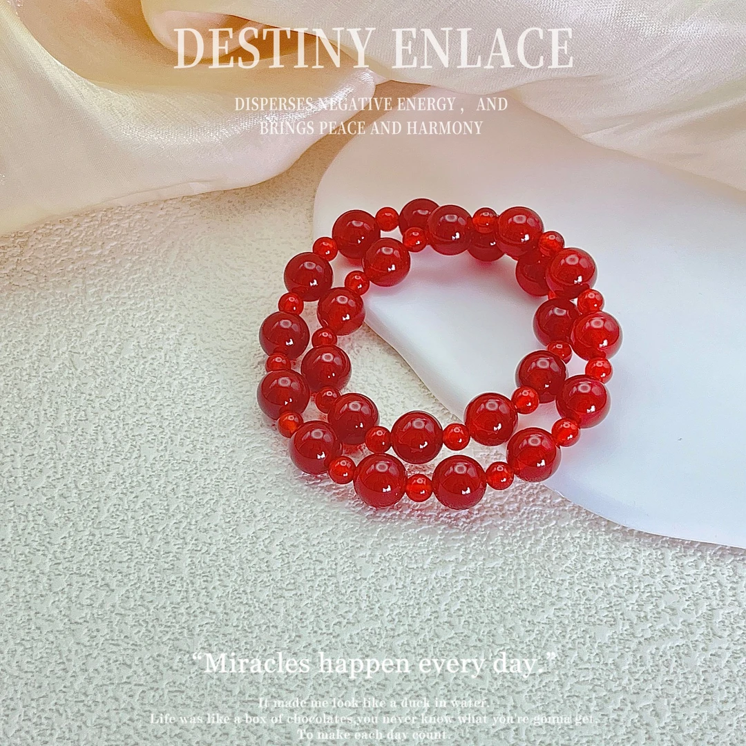 《许妍同款》天然 卡10咪 红玛瑙 双圈 原创手串