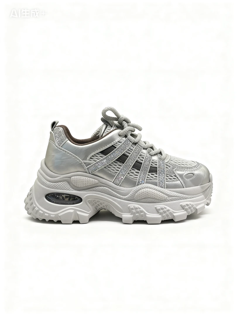 2026年春季新款女鞋超轻厚底增高老爹鞋时尚百搭舒适运动鞋6218