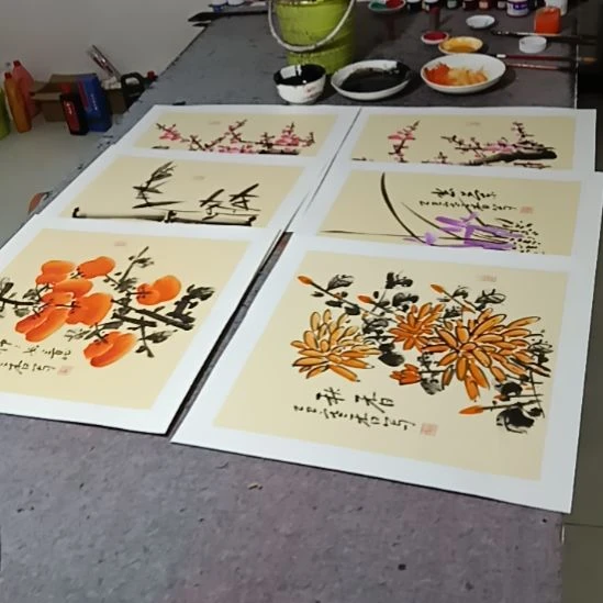 竖款写意画六张50cm×50cm