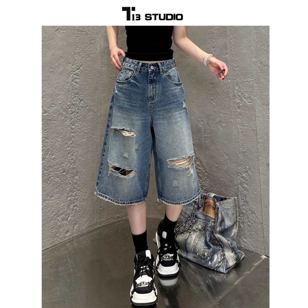 【1837】新款夏季中高腰六分裤牛仔裤女裤