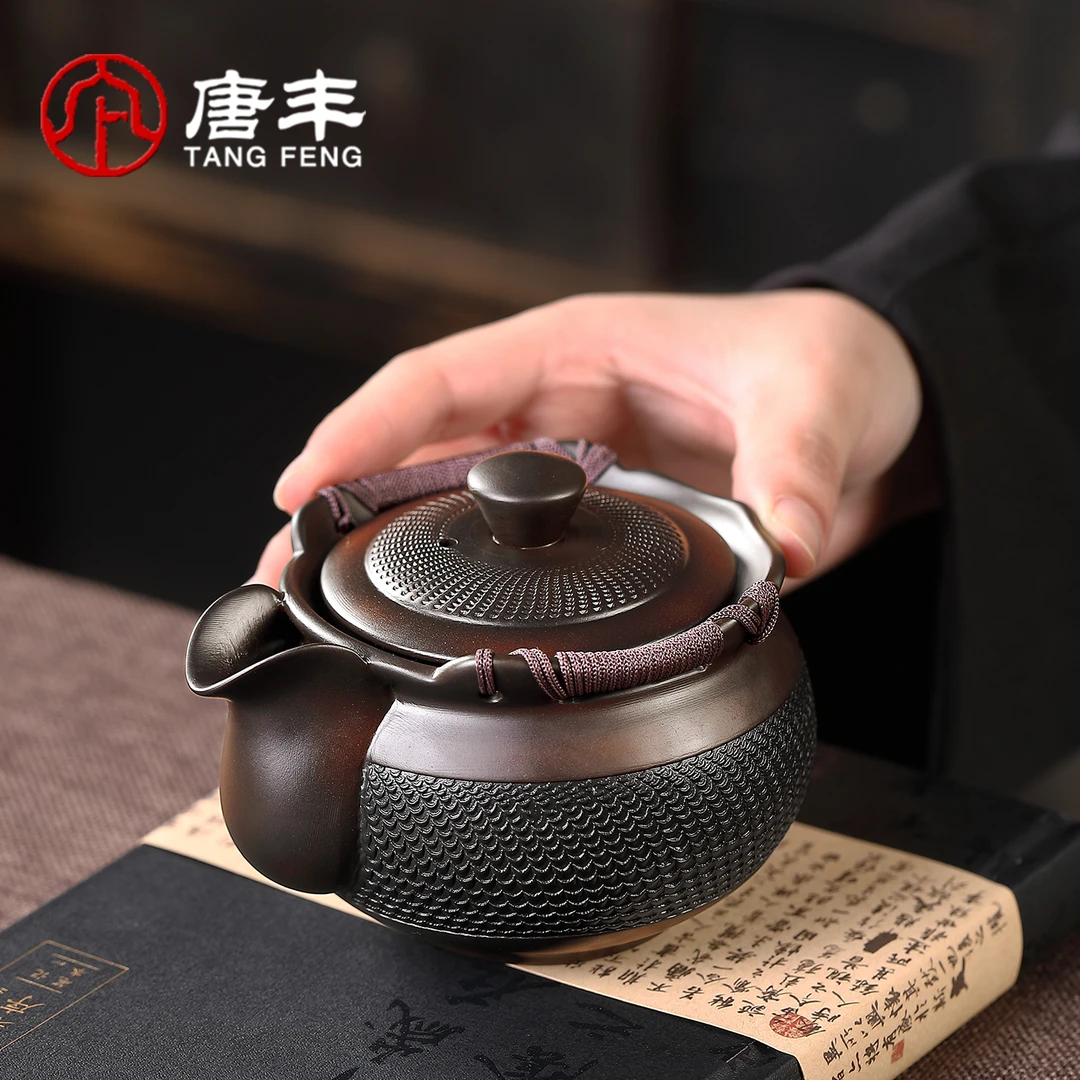 唐丰紫陶手抓壶家用复古中式陶瓷泡茶壶防烫茶具单个一人饮小壶