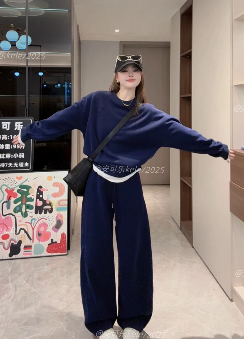 【安可乐】2025春季小个子普家简约圆领弯刀裤裤两件套（四色）