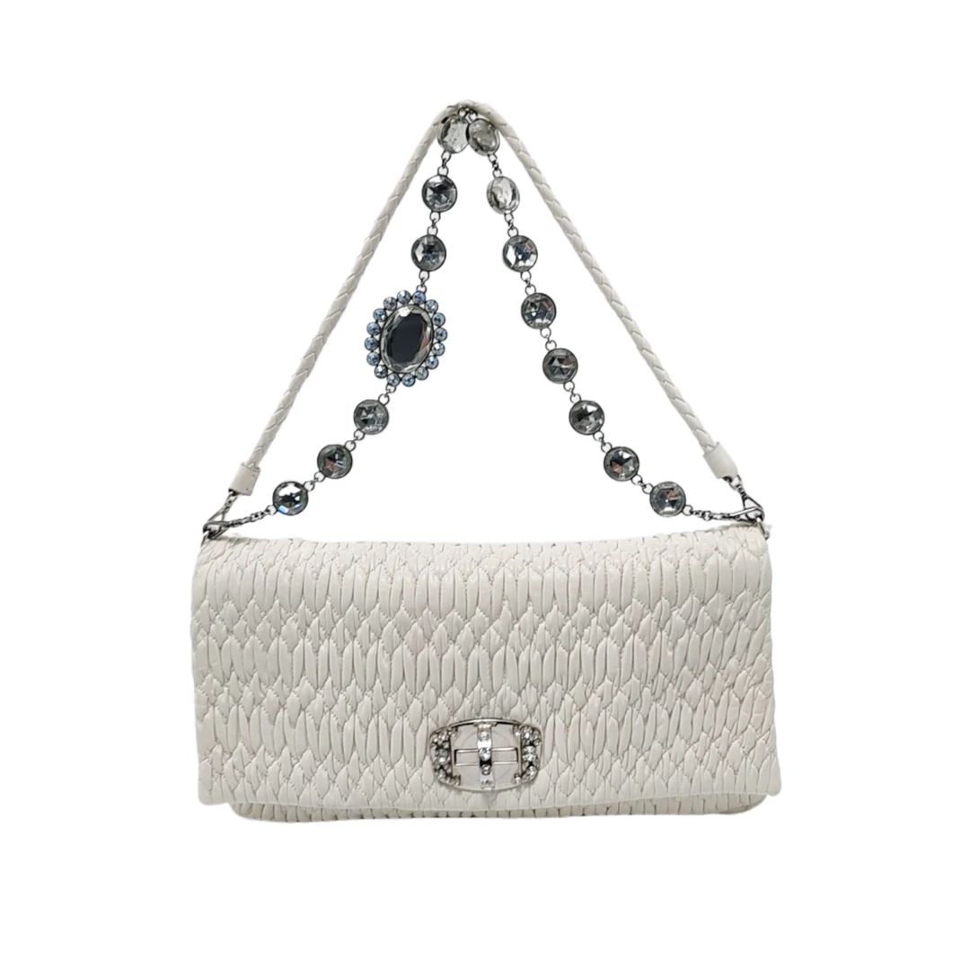 95新 MIU MIU/缪缪 MiuMiu缪缪褶皱款腋下包单肩手提包30987