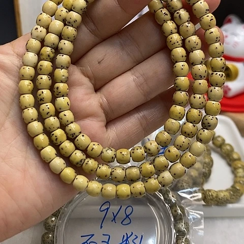 星月菩提手串海南星月菩提手串6*5鼓珠108鸡油黄