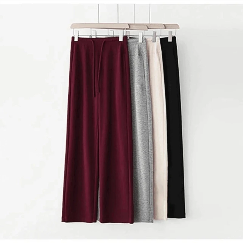 【专柜奢品】2025春季新品蚕 丝 羊 绒舒适显瘦弹力直筒阔腿裤6305