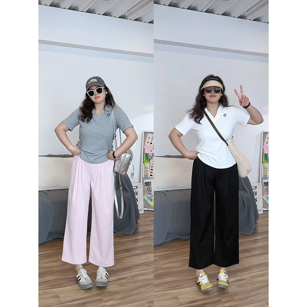 【纸皮裤】薄款亲肤夏季新款大码空气感九分休闲裤