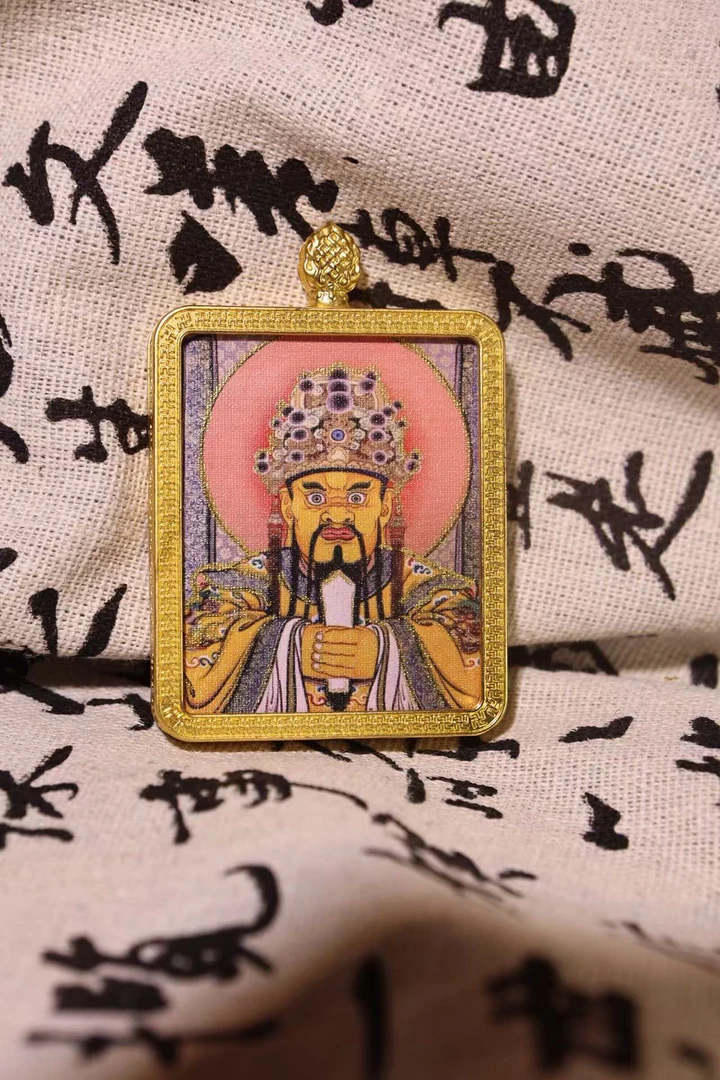 【滕华梵境】手绘描金唐卡吊坠 五爷 唐卡西藏热贡卡