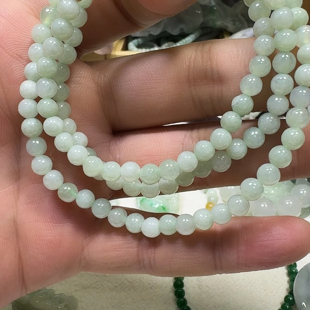 翡翠未镶嵌颈饰天然a货翡翠晴底项链，卡5.6