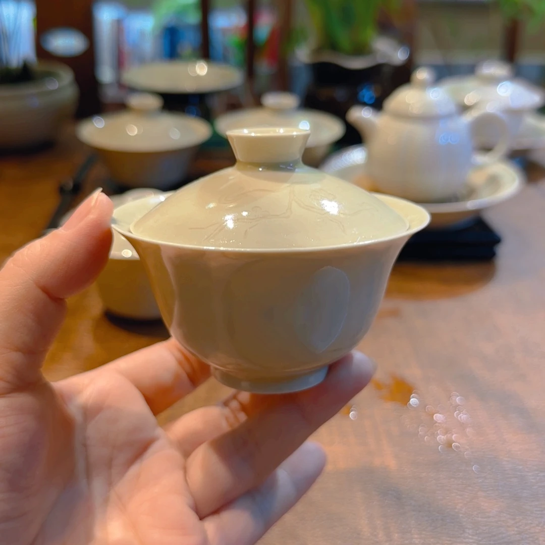 仿古泥 梅花盖碗 110ml