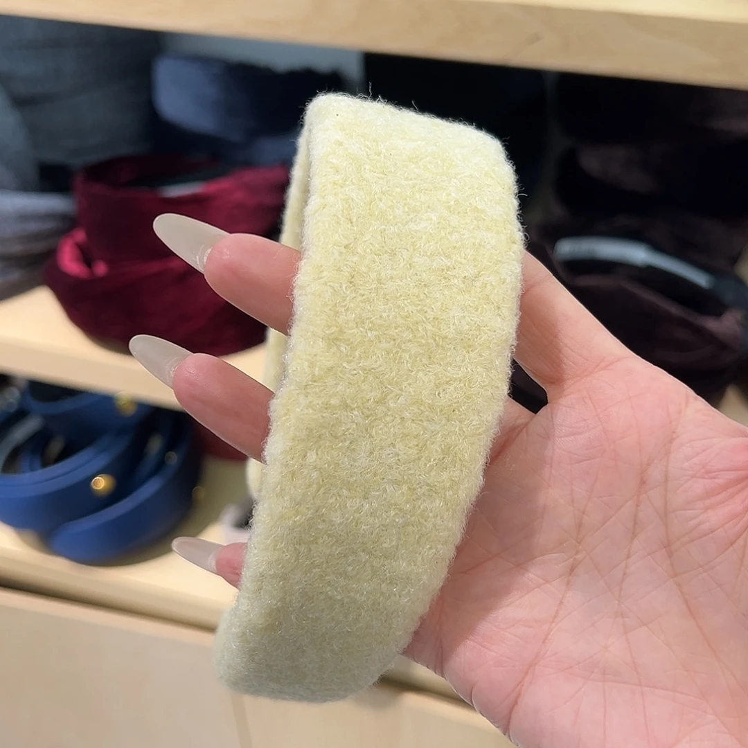 非金属布艺奶黄色发箍