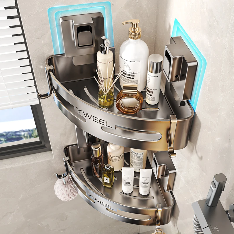 吸盘卫生间置物架浴室洗澡间壁挂洗手台洗漱台厕所三角篮架子