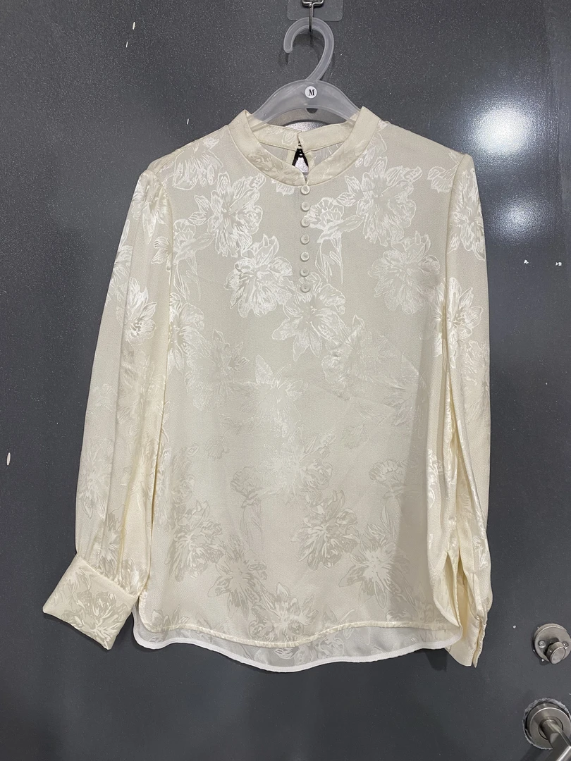 青娘子真丝清凉提花花萝纯色春夏国风时尚显瘦上衣--242254