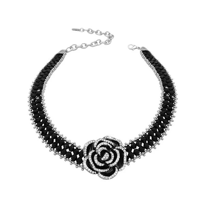 铜合金项链 气质轻奢时尚百搭黑色法式小众设计感精致项链女-2104