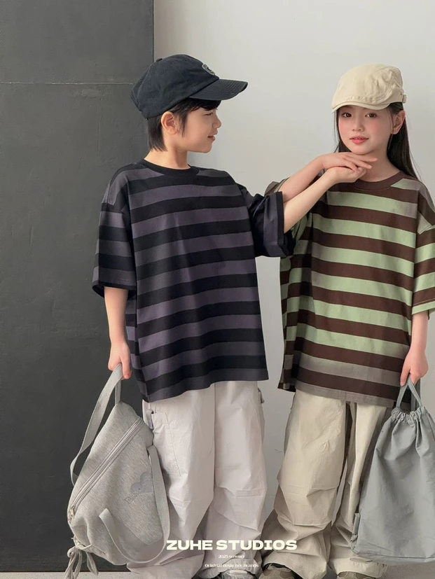 【郭郭童品】w➕工艺条纹T恤91396