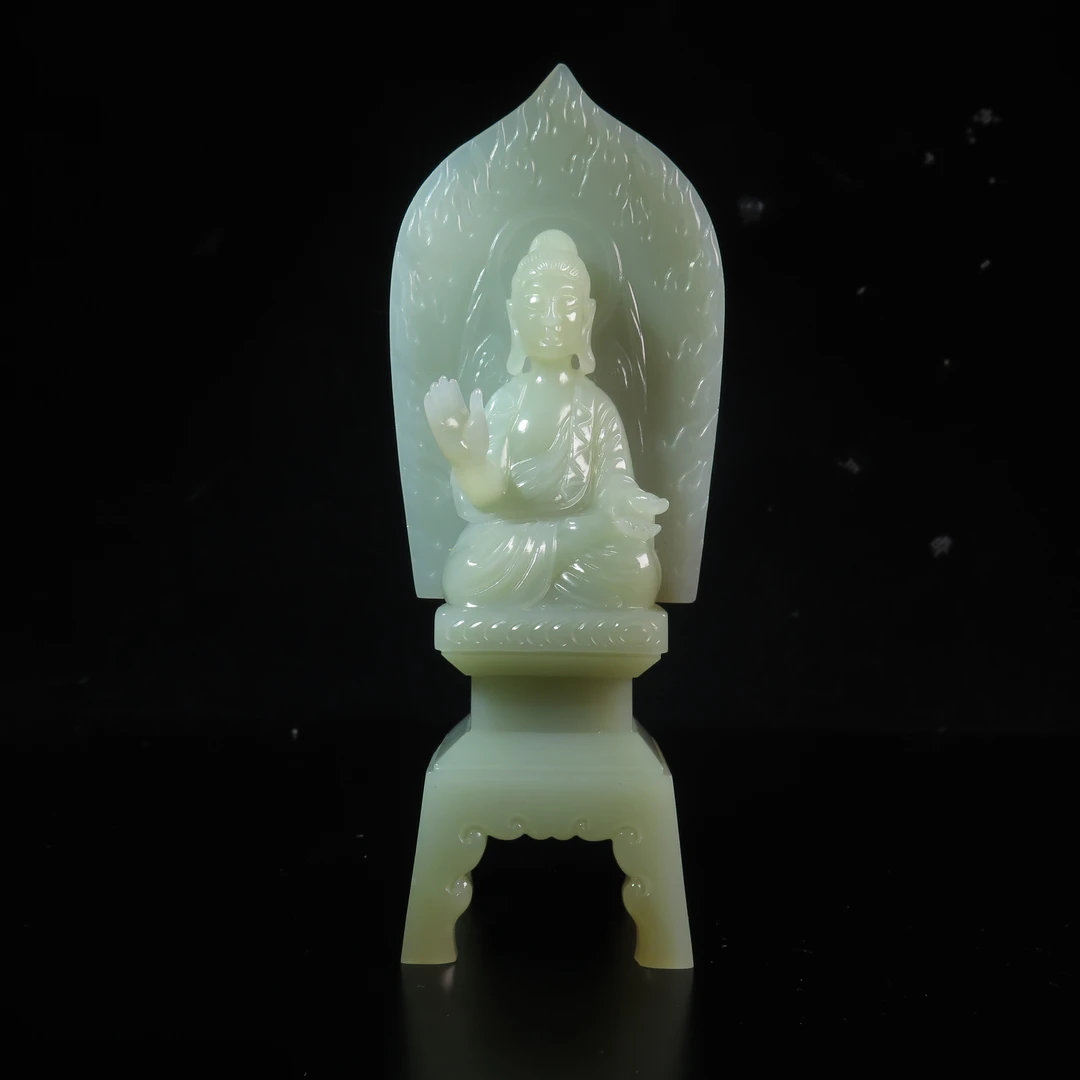 清代玉释迦佛造像/MZ147505/和田玉/民族文物