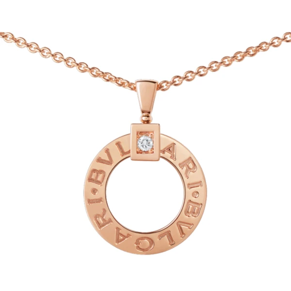99新 BVLGARI/宝格丽 宝格丽玫瑰金大圆饼单钻项链