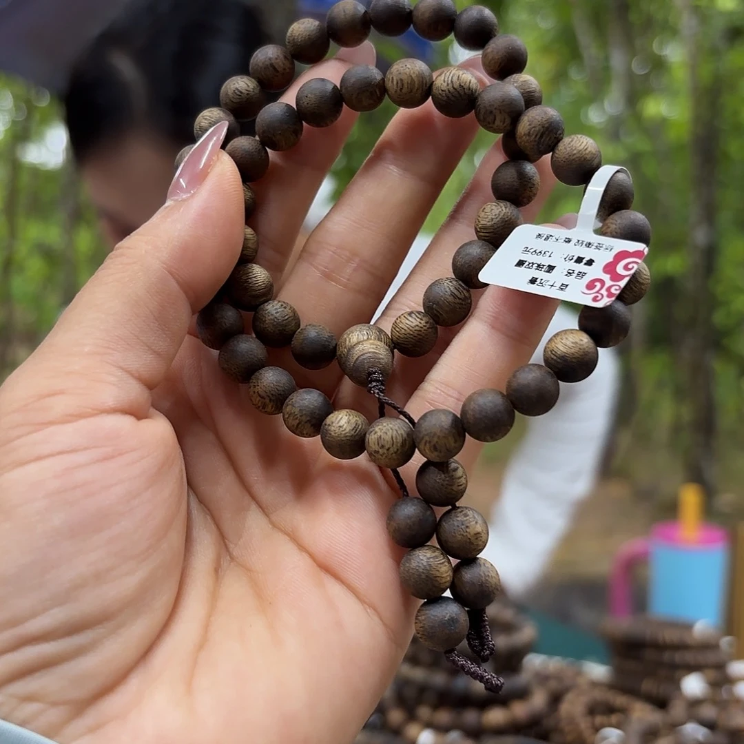 沉香手串奇楠沉香08圆珠双圈圆珠