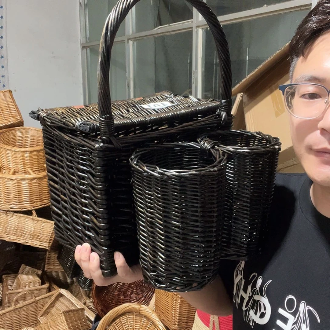 加大款黑色双桶野餐篮