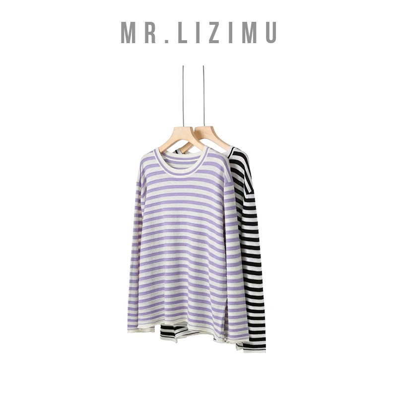 李子木先生多巴胺服装女条纹拼色圆领T恤女款2025新款爆款百搭