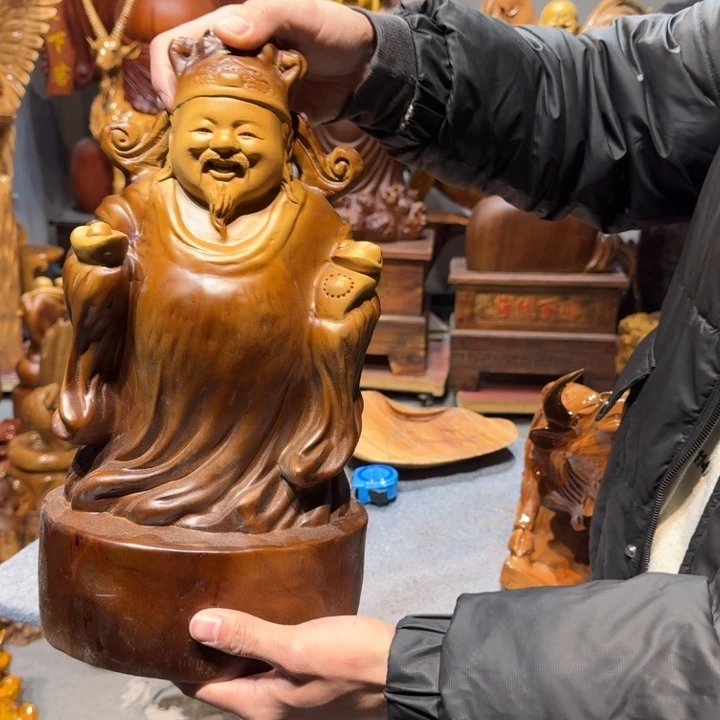香樟木雪*哥香樟木财神摆件