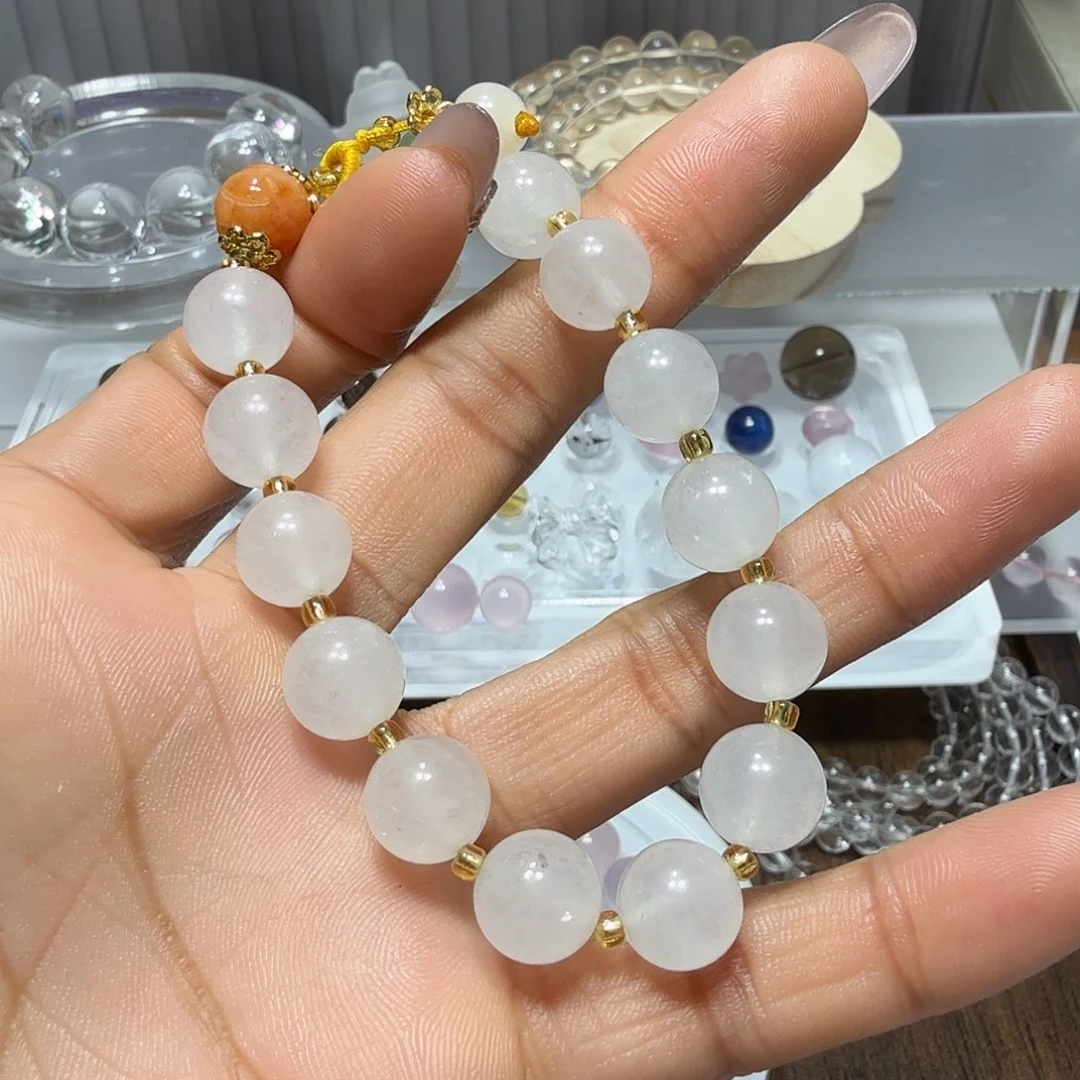 烟晶未镶嵌手链天然水晶爆彩单珠