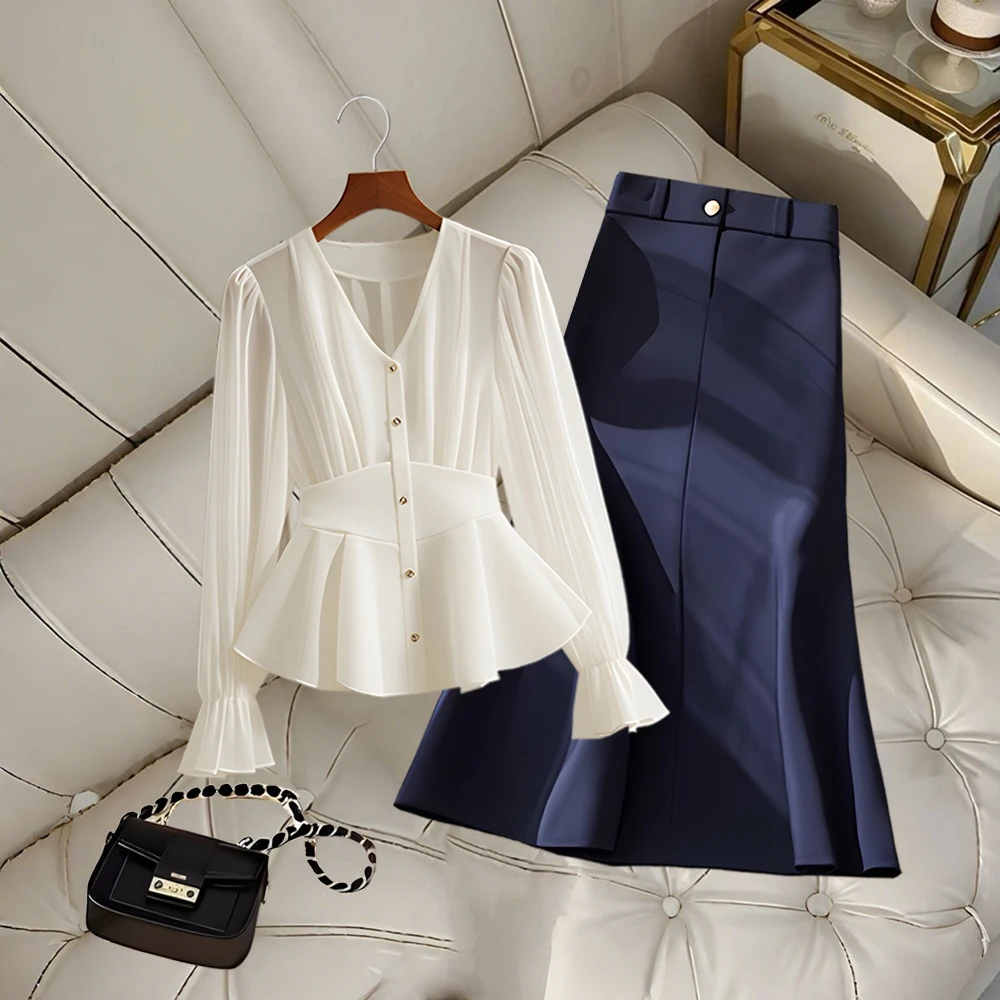 2025新款一整套千金清冷感贵系衣服显瘦气质上衣流行时尚半身裙女