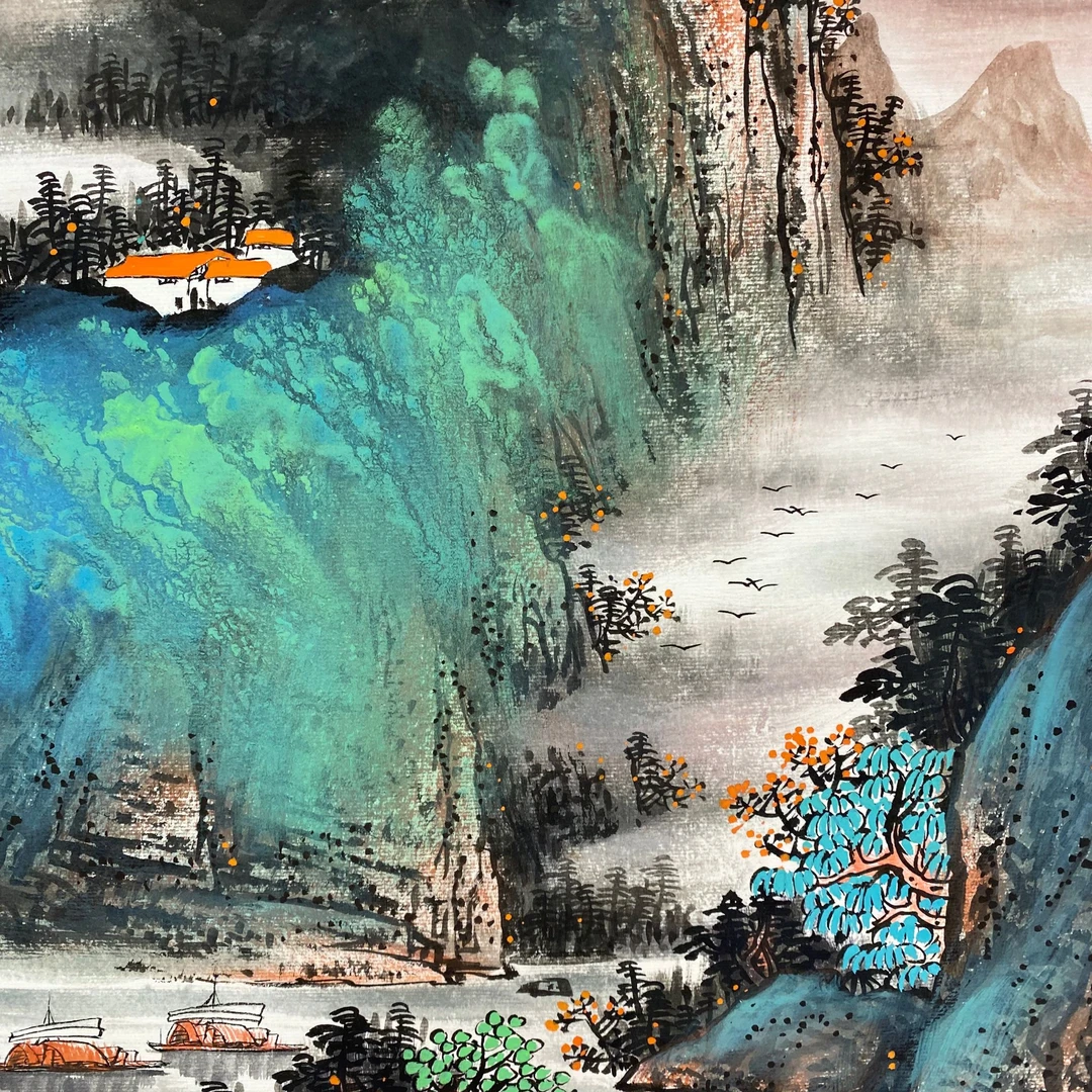 闫学强 手绘国画 50×50cm 卡纸山水