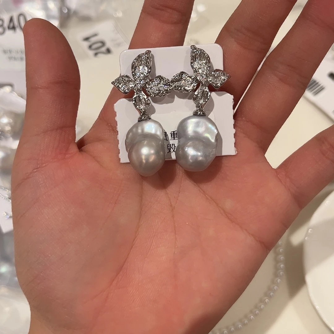 合金淡水珍珠耳饰