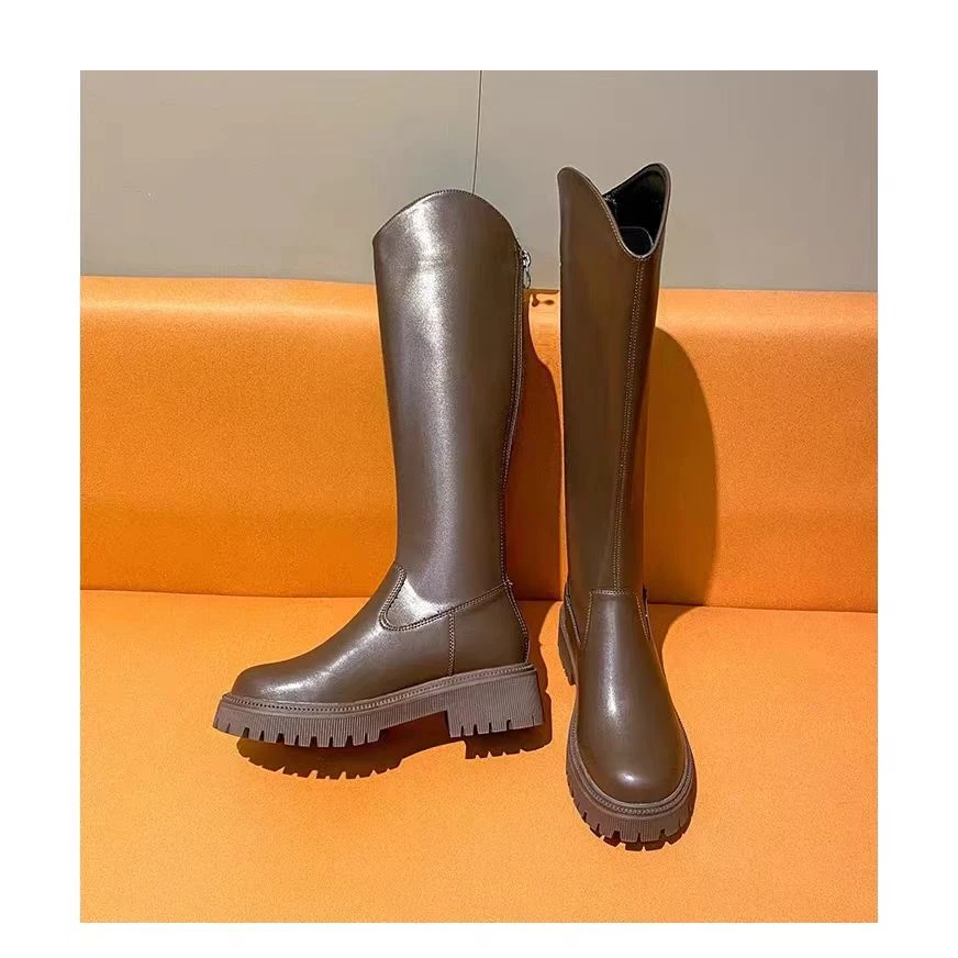 不过膝大筒围长筒靴女新款秋冬小个子高筒骑士靴显瘦Y009-1