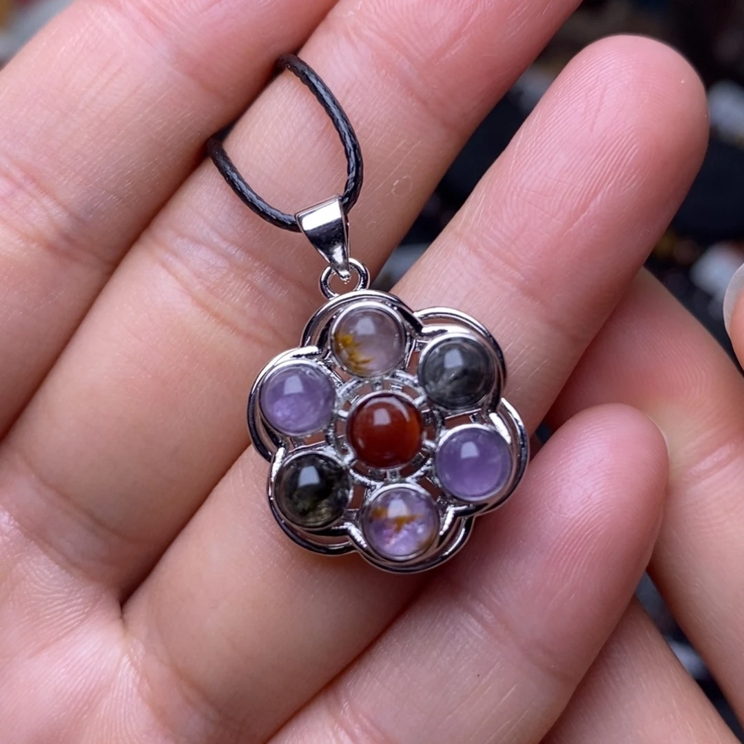 水晶A001极光多宝吊坠银S925镶嵌