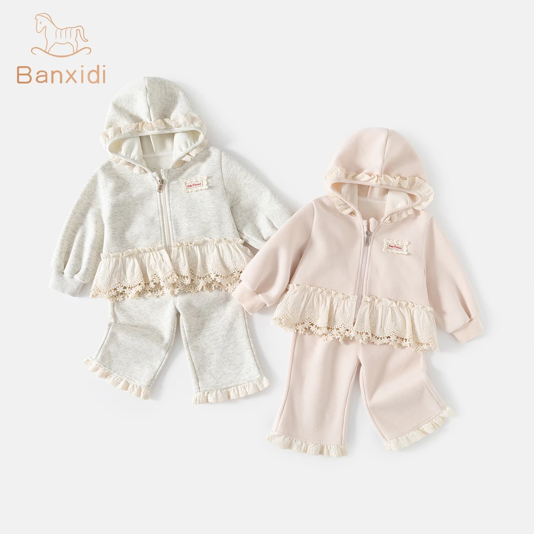 班喜迪女童套秋装新款洋气儿童连帽外套宝宝裤子公主秋冬婴儿衣服