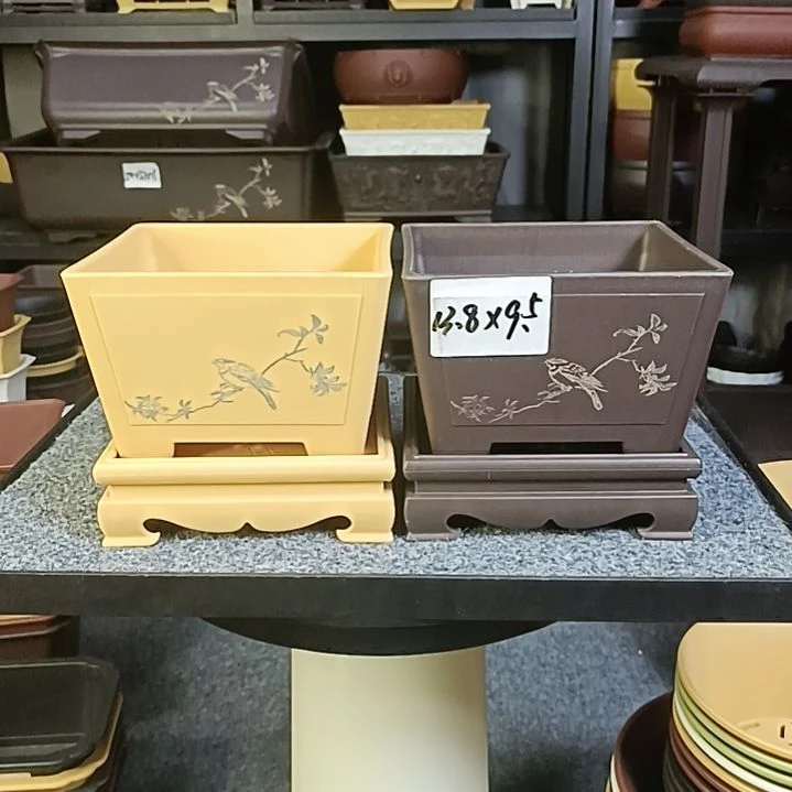 2只13.8cm花鸟小号奎面盆（配底座）