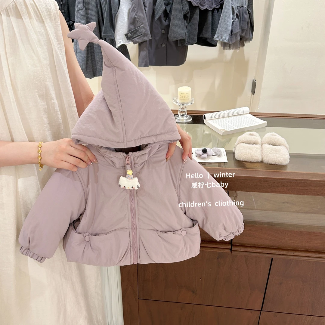 【咸柠七】原创！女童棉服儿童棉衣保暖加绒尖尖帽棉袄冬季女孩外套