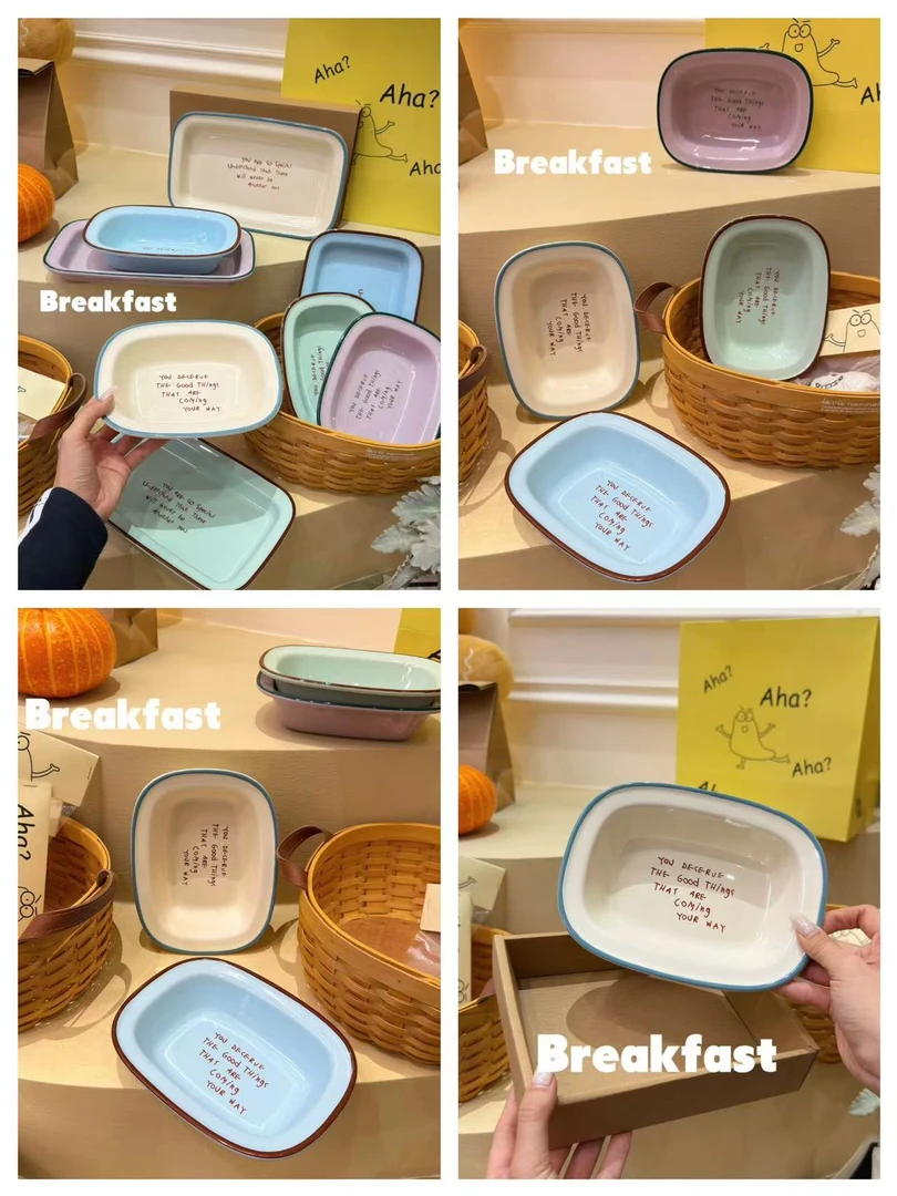 ins英伦来信陶瓷餐具家用高颜值餐盘沙拉盘釉下彩字母盘子