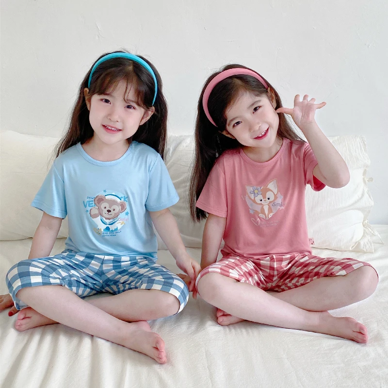 儿童睡衣夏季薄款莫代尔宝宝男女童短袖透气家居服空调服两件套夏