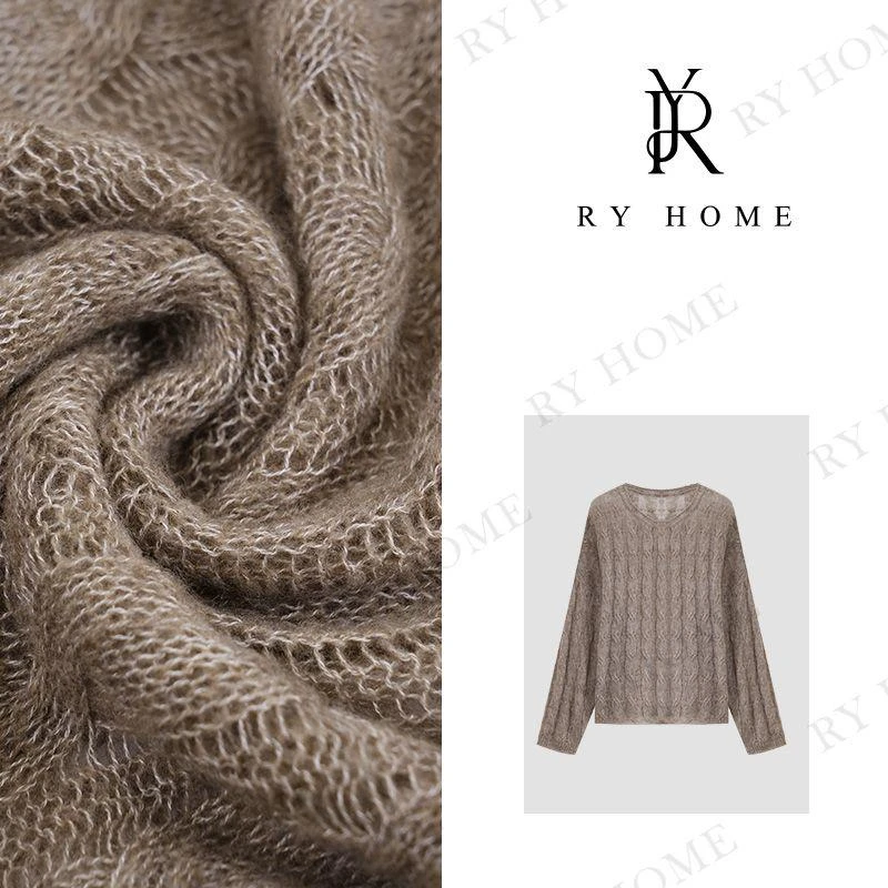 【容雨RYHOME】“流影”山羊绒＋绵羊毛＋莱塞尔圆领绞花毛衫243M2613