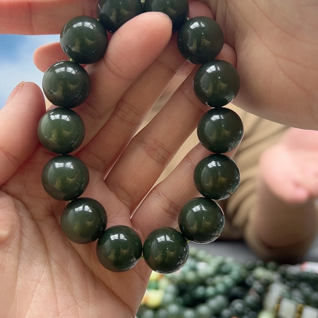 和田玉手串未镶嵌16青黄口