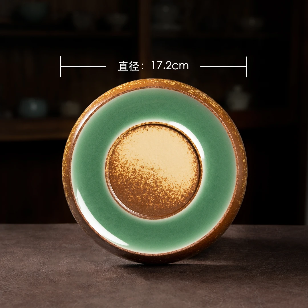 本土斋青瓷源头产地手工草木灰壶承复古实心梅子青茶壶底座底托