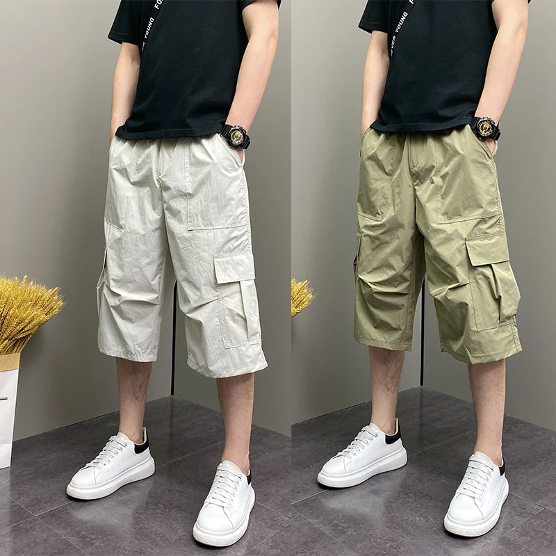 2025夏季新款日系潮牌户外休闲裤男士宽松潮流青年帅气七分工装裤