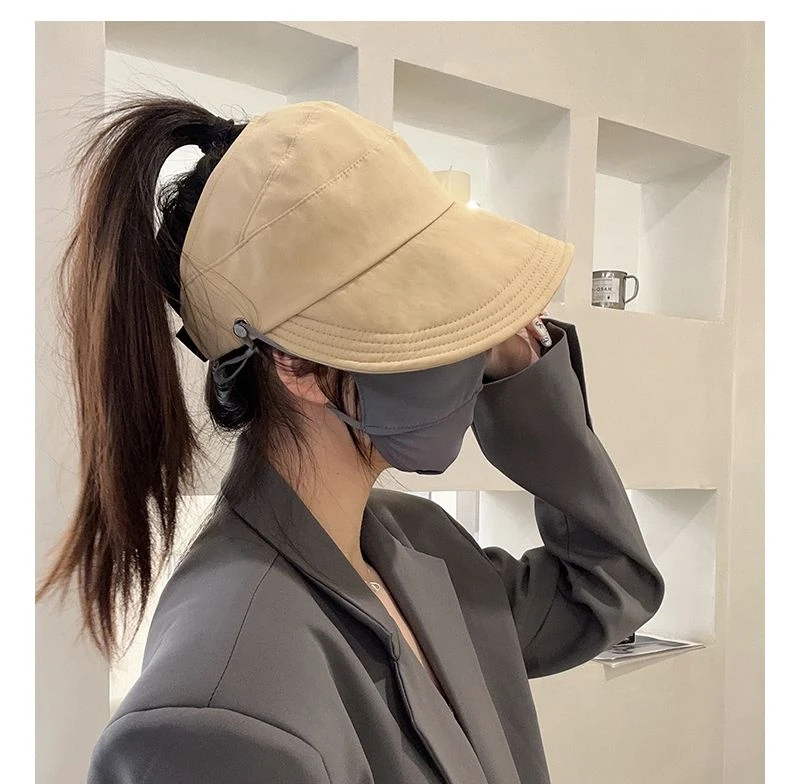 露丝空顶帽鸭舌帽空顶棒球帽韩版时尚可扎高马尾大檐遮脸可折叠