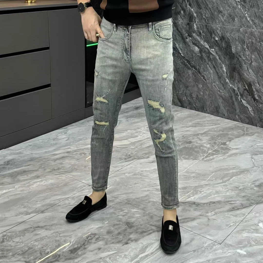 8283-春夏薄料修身小脚牛仔裤