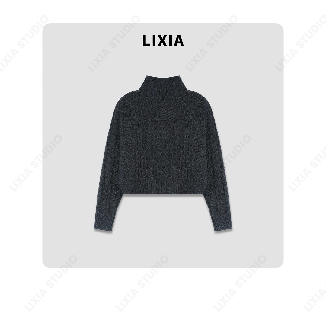 LIXIA【优雅气质】轻职风轻奢气质套头V领打底衫毛衣-A8380