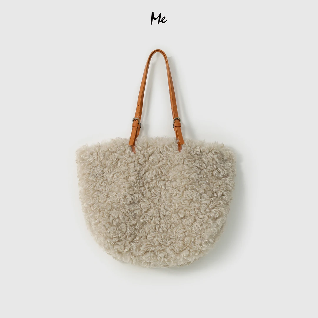 ME【泰迪毛茸茸托特包】泰迪卷毛丰盈毛感大容量时尚包包MESA2405