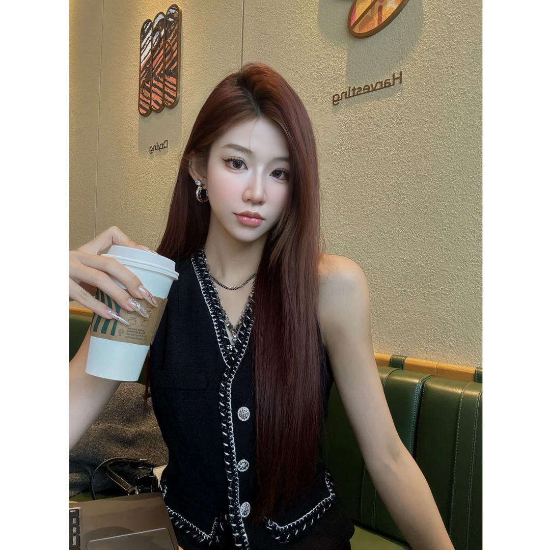 【燕哥家】春上新 法式高级感小香风马甲 重工无袖V领上衣