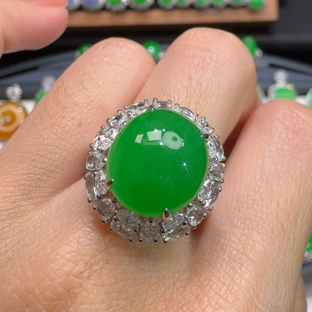 翡翠18K金镶嵌戒指48小时鉴赏期