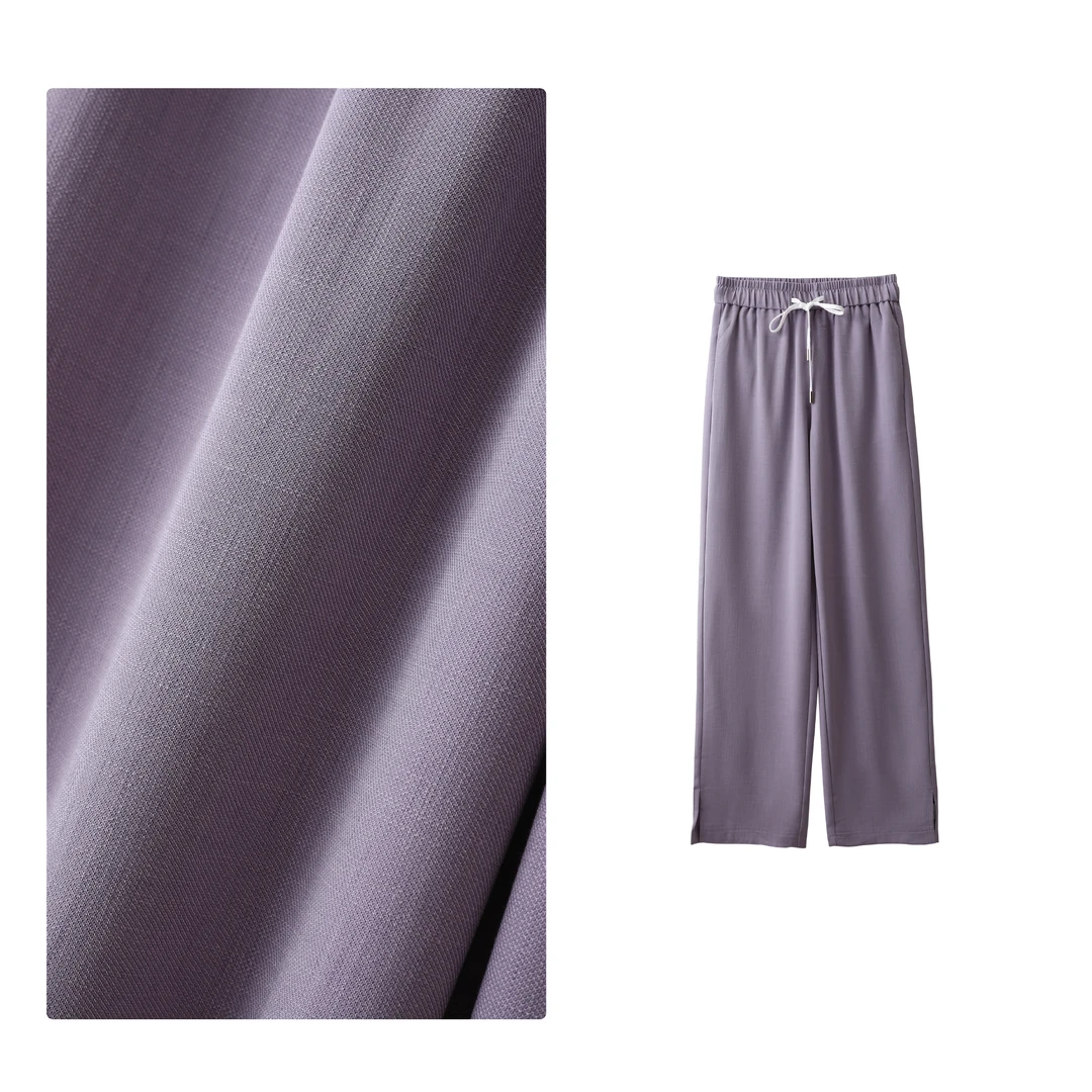 现货！门店17&9！纯色好穿~高腰松紧简约女式直筒休闲裤H00080