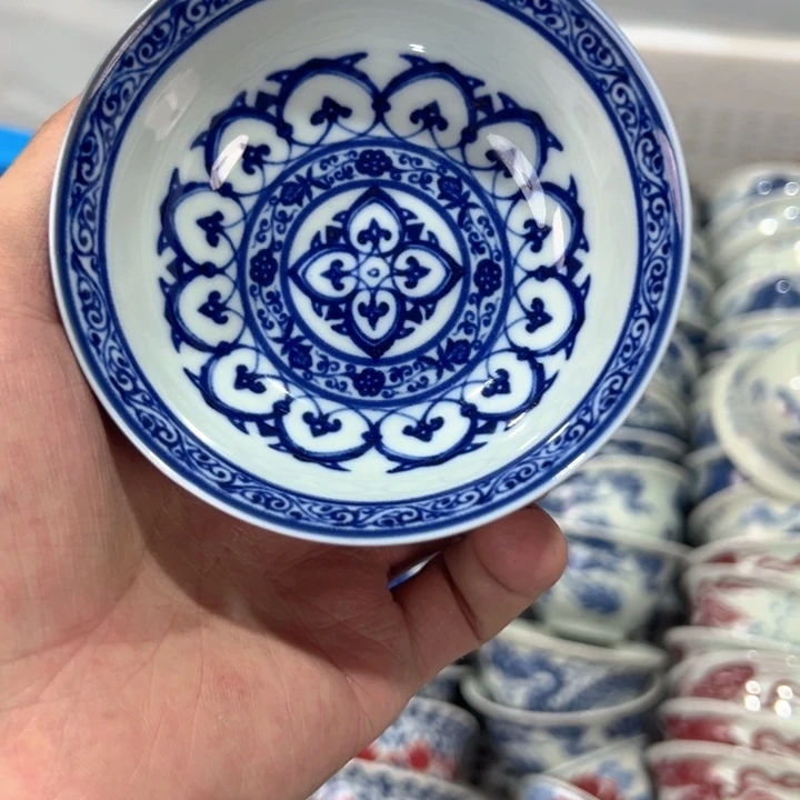 瓷片白青花宝相普洱杯全品