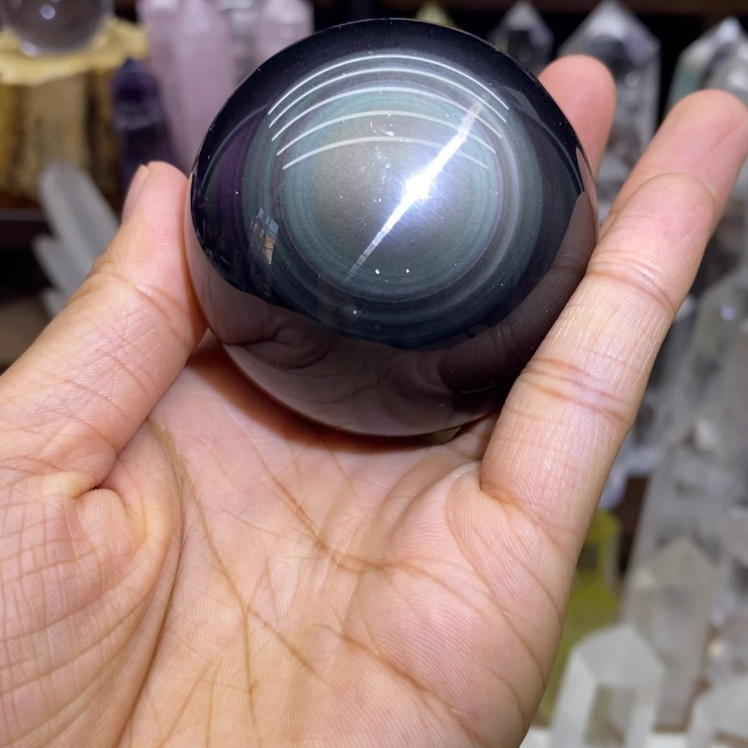 水晶珠宝半成品未镶嵌彩虎眼球56mm